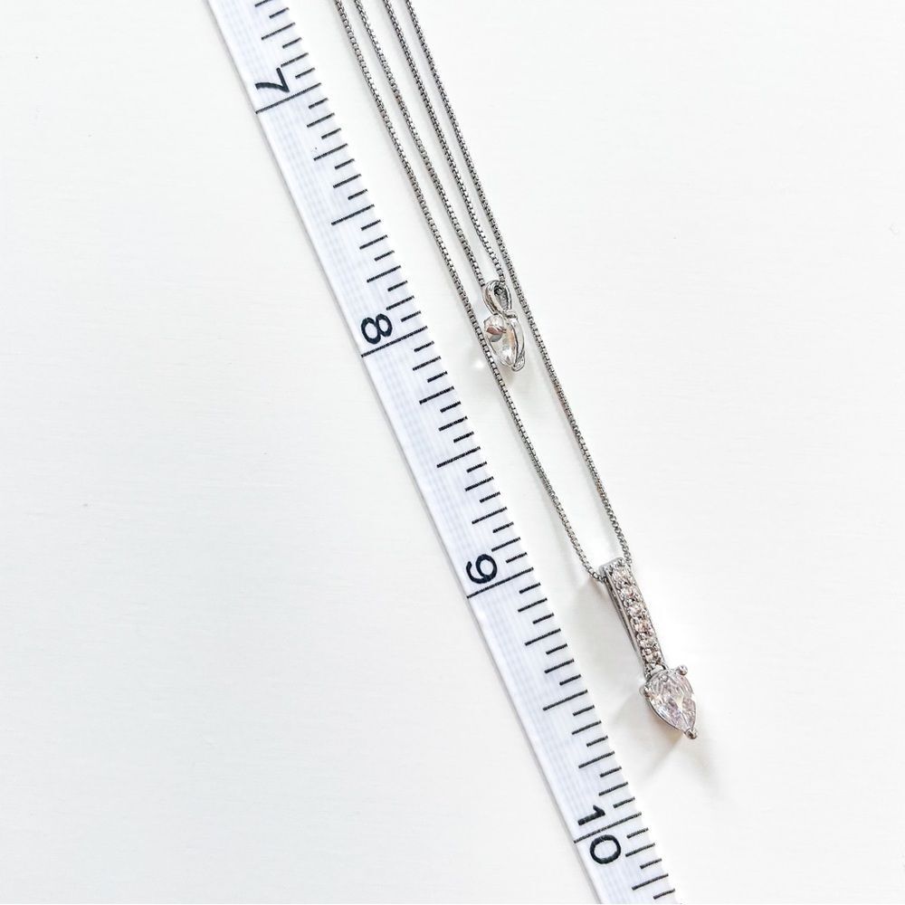 Dazzling Silver Teardrop Pendant Necklace - Picture 8 of 8